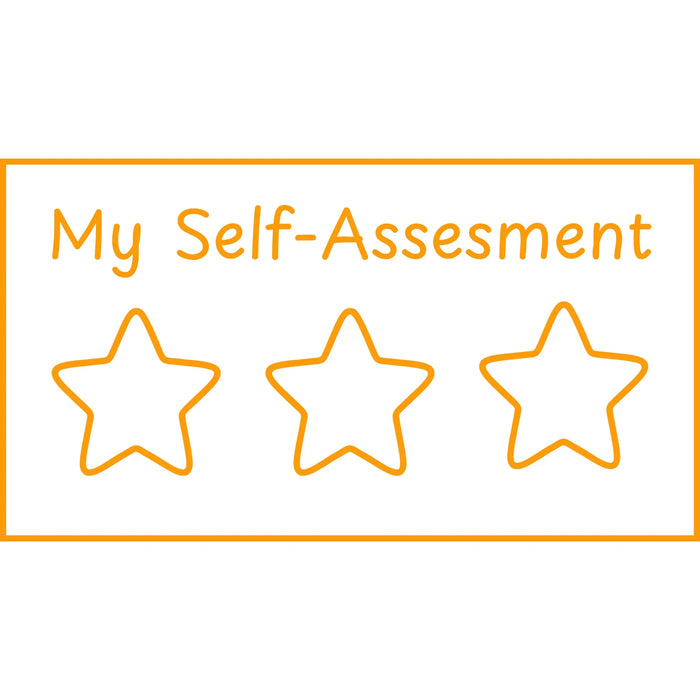 Teacher stamp “My Self-Assessment – 3 Stars” with three-star student self-assessment scale – Orange ink