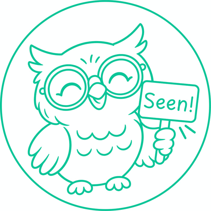 Teacher stamp “Seen!” for acknowledging a school message or document – Green ink
