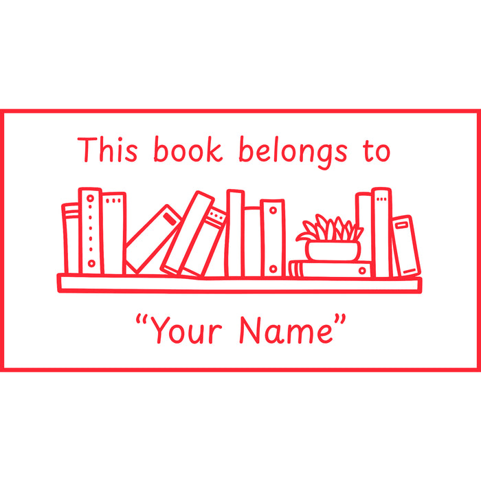 Custom teacher stamp “This Book Belongs To” for classroom books and resources – Red ink