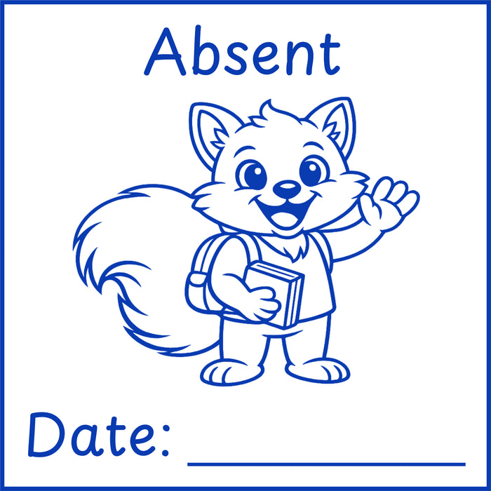 Teacher stamp “Absent” for marking work missed because of a student absence – Blue ink