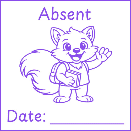 Teacher stamp “Absent” for marking work missed because of a student absence – Purple ink