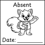 Teacher stamp “Absent” for marking work missed because of a student absence – Black ink