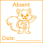 Teacher stamp “Absent” for marking work missed because of a student absence – Orange ink