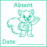 Teacher stamp “Absent” for marking work missed because of a student absence – Green ink