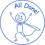 Teacher stamp “All Done!” for marking completed student work – Blue ink