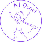 Teacher stamp “All Done!” for marking completed student work – Purple ink