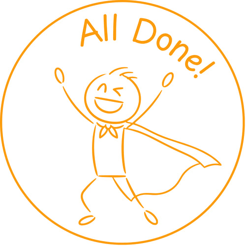 Teacher stamp “All Done!” for marking completed student work – Orange ink