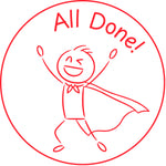Teacher stamp “All Done!” for marking completed student work – Red ink