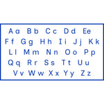 Teacher stamp “Alphabet” with uppercase and lowercase alphabet reference – Blue ink
