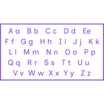Teacher stamp “Alphabet” with uppercase and lowercase alphabet reference – Purple ink