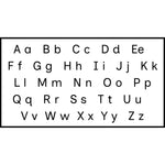 Teacher stamp “Alphabet” with uppercase and lowercase alphabet reference – Black ink