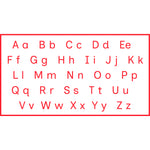 Teacher stamp “Alphabet” with uppercase and lowercase alphabet reference – Red ink