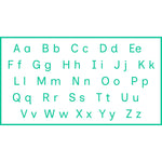 Teacher stamp “Alphabet” with uppercase and lowercase alphabet reference – Green ink