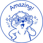 Teacher stamp “Amazing!” for celebrating strong student achievement – Blue ink