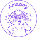 Teacher stamp “Amazing!” for celebrating strong student achievement – Purple ink