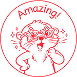 Teacher stamp “Amazing!” for celebrating strong student achievement – Red ink
