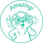 Teacher stamp “Amazing!” for celebrating strong student achievement – Green ink