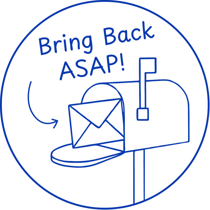 Teacher stamp “Bring Back ASAP” for documents that need to be returned to school – Blue ink