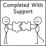 Teacher stamp “Completed with Support” for documenting adult or instructional support – Black ink