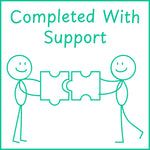 Teacher stamp “Completed with Support” for documenting adult or instructional support – Green ink