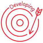 Teacher stamp “Developing” for formative feedback on learning in progress – Red ink