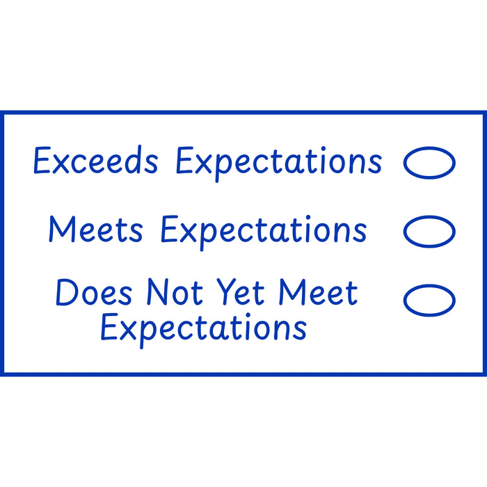 Teacher stamp “Expectations – 3 Criteria” with three-level expectations feedback scale – Blue ink