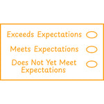 Teacher stamp “Expectations – 3 Criteria” with three-level expectations feedback scale – Orange ink