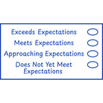 Teacher stamp “Expectations – 4 Criteria” with four-level expectations feedback scale – Blue ink