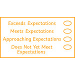 Teacher stamp “Expectations – 4 Criteria” with four-level expectations feedback scale – Orange ink