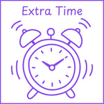 Teacher stamp “Extra Time” for documenting additional time provided – Purple ink