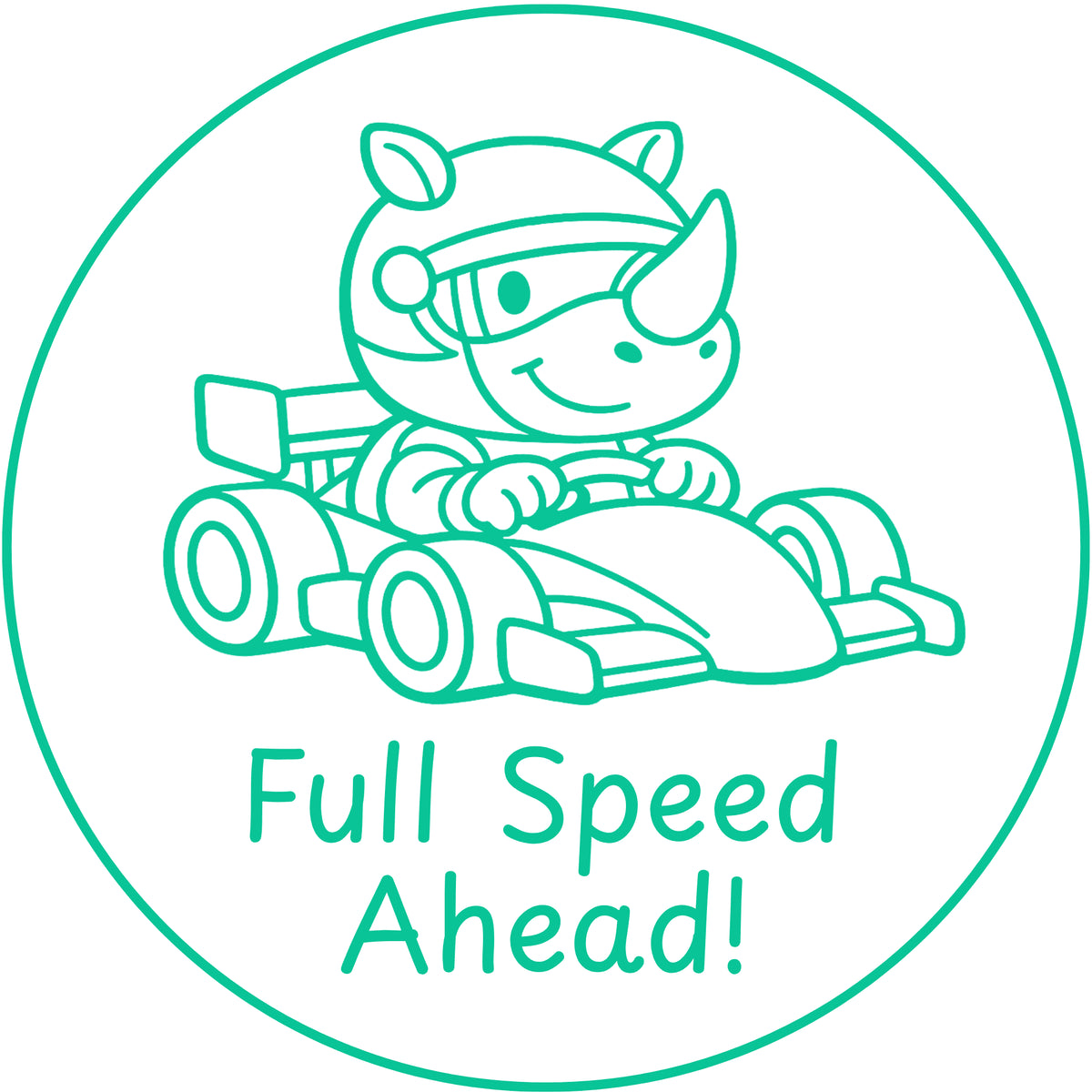 Teacher stamp “Full Speed Ahead!” for encouraging continued student progress – Green ink