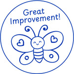 Teacher stamp “Great Improvement!” for recognizing student growth and progress – Blue ink