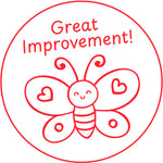 Teacher stamp “Great Improvement!” for recognizing student growth and progress – Red ink