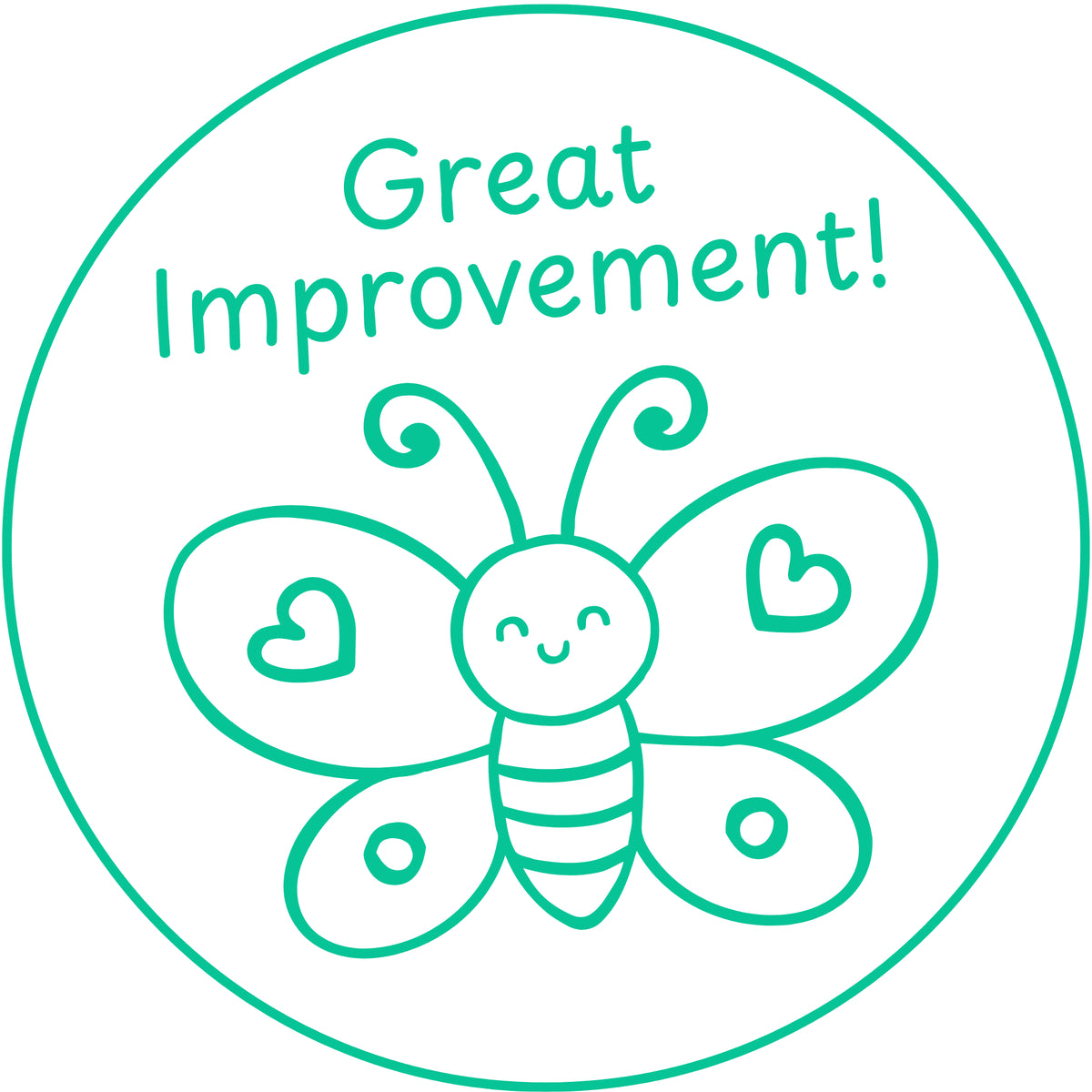Teacher stamp “Great Improvement!” for recognizing student growth and progress – Green ink