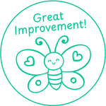Teacher stamp “Great Improvement!” for recognizing student growth and progress – Green ink