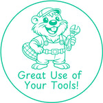Teacher stamp “Great Use of Your Tools!” for effective use of learning supports – Green ink