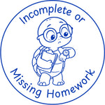 Teacher stamp “Incomplete or Missing Homework” for homework follow-up – Blue ink