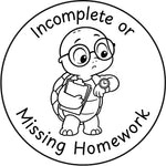 Teacher stamp “Incomplete or Missing Homework” for homework follow-up – Black ink