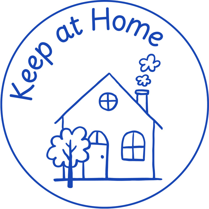 Teacher stamp “Keep at Home” for school-to-home communication – Blue ink