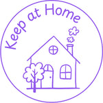 Teacher stamp “Keep at Home” for school-to-home communication – Purple ink