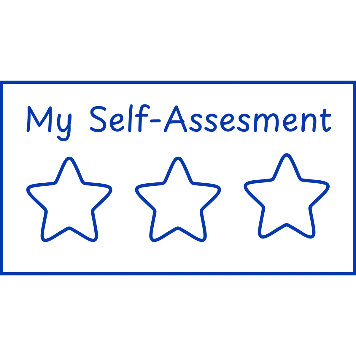 Teacher stamp “My Self-Assessment – 3 Stars” with three-star student self-assessment scale – Blue ink