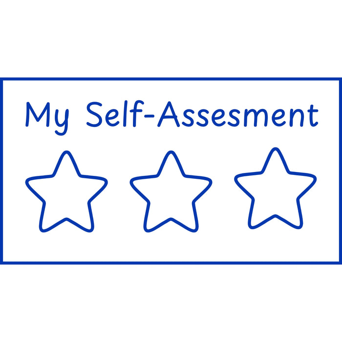 Teacher stamp “My Self-Assessment – 3 Stars” with three-star student self-assessment scale – Blue ink