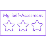 Teacher stamp “My Self-Assessment – 3 Stars” with three-star student self-assessment scale – Purple ink