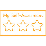 Teacher stamp “My Self-Assessment – 3 Stars” with three-star student self-assessment scale – Orange ink