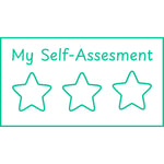 Teacher stamp “My Self-Assessment – 3 Stars” with three-star student self-assessment scale – Green ink
