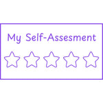 Teacher stamp “My Self-Assessment – 5 Stars” with five-star student self-assessment scale – Purple ink