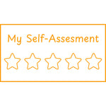 Teacher stamp “My Self-Assessment – 5 Stars” with five-star student self-assessment scale – Orange ink