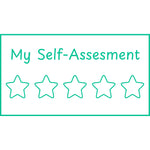 Teacher stamp “My Self-Assessment – 5 Stars” with five-star student self-assessment scale – Green ink