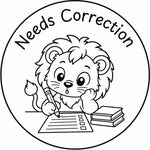 Teacher stamp “Needs Correction” for revision and next-step feedback – Black ink