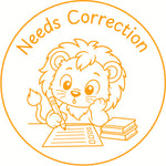 Teacher stamp “Needs Correction” for revision and next-step feedback – Orange ink